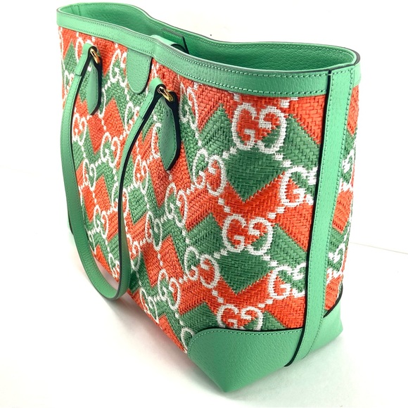 Gucci 631685 Ophidia GG Raffia Shoulder Bag/Tote, Limited Edition "Miami", NWT - Picture 3 of 9